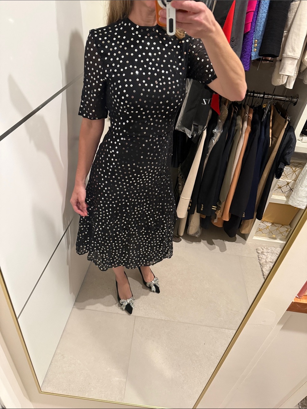 Whistles black cocktail dress with silver sequins size 4